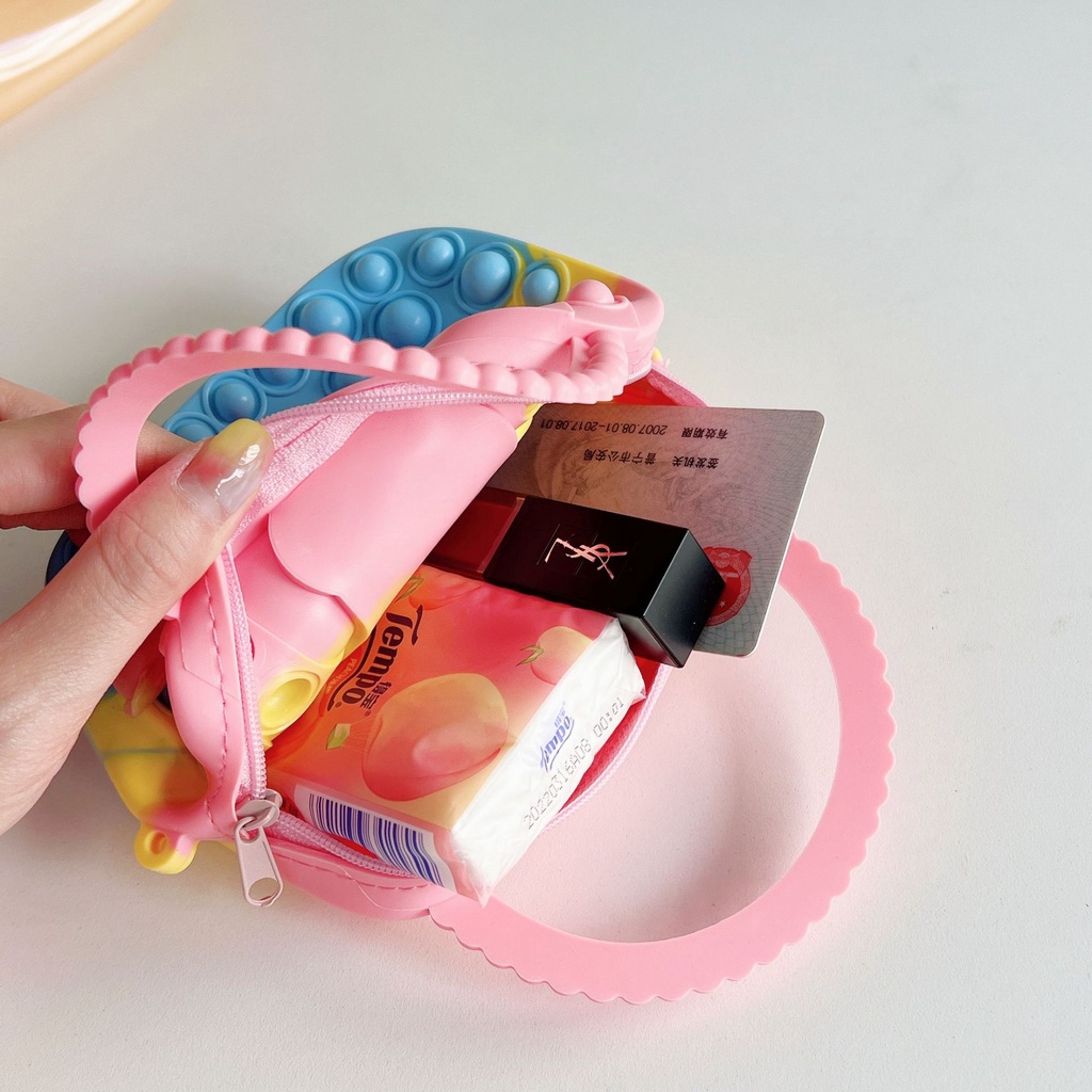 Kids Pop It Unicorn / DOLL Bag Purse Handbags Shoulder Strap Silicone Rainbow Kawaii Messenger Bag Girl Children Push Bubble Toy Gift. 