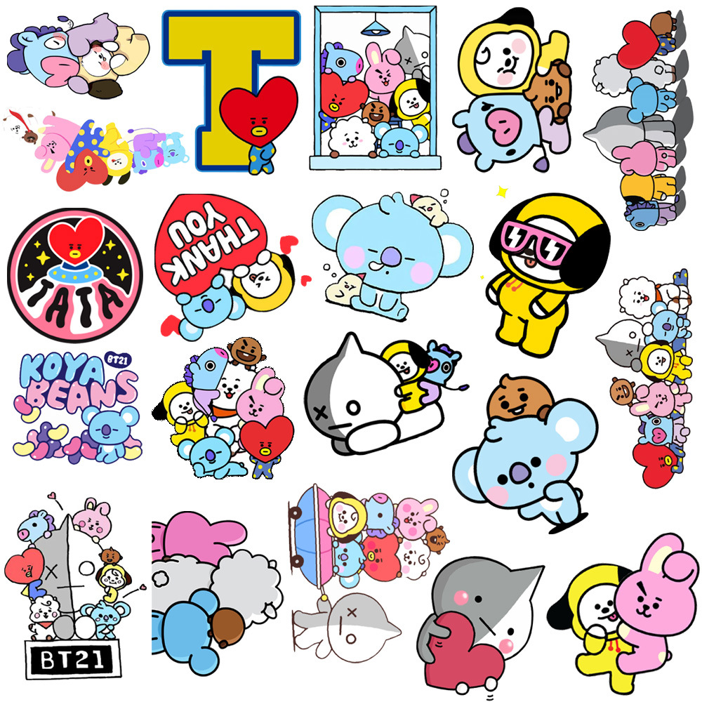 20/40pcs BTS Stickers BT21 Kpop Stickers for Laptop Scrapbook Journal Kids Girls Boys Stickers. 