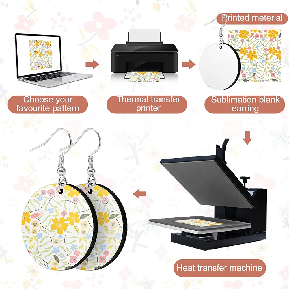OYPFXMI 30Pcs Sublimation Blank Earrings Round MDF Board White Earrings Heat Transfer Earrings Unfinished for Jewelry DIY Making. 