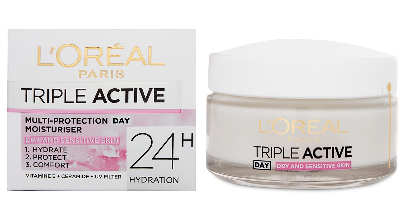 loreal triple active dry and sensitive skin