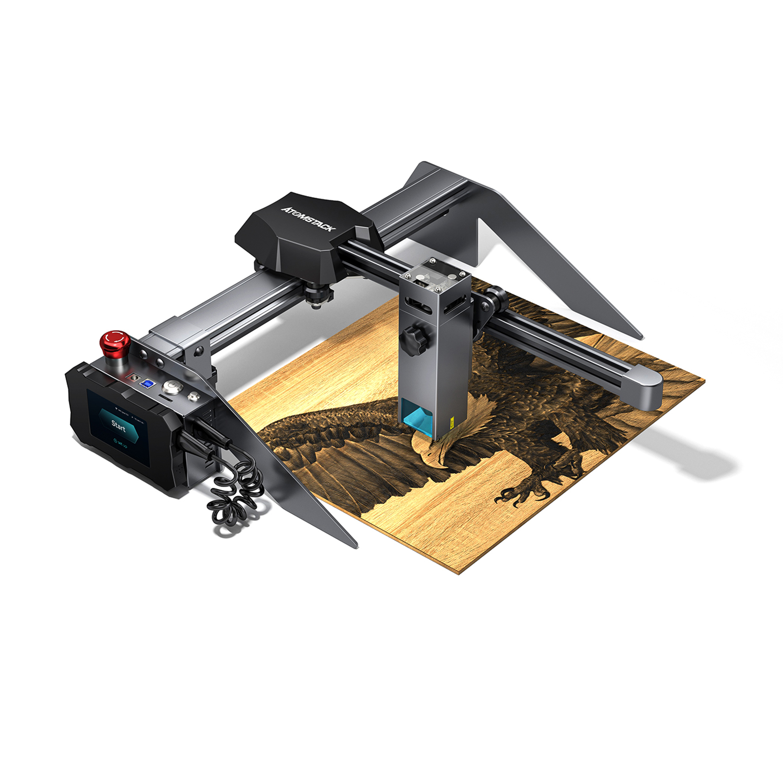 ATOMSTACK P9 M50 CNC Desktop las-er Engraving Cutting Machine with 220*250mm Engraving Area Fixed-Focus las-er with Eye Protection Quick Assembly Aluminum Alloy Structure 20mm Wood 15mm Acrylic Plate Cutting for Wood met-al Acrylic Ceramics Leather. 