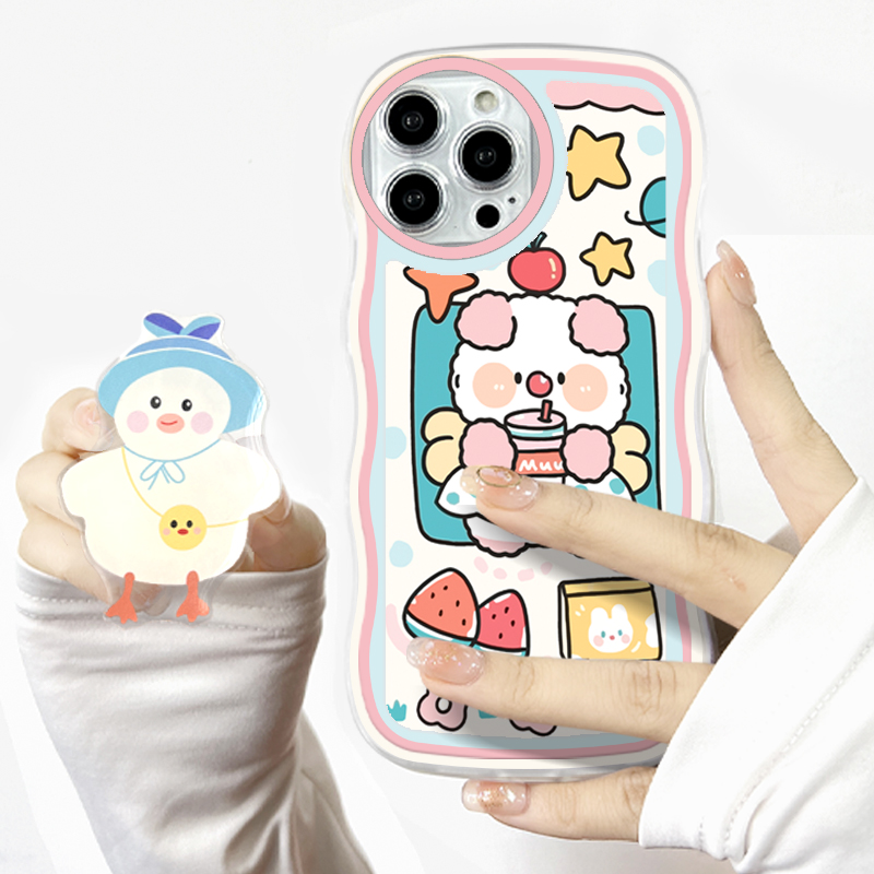 AMORVOR for Huawei Nova 3 Back Cover (With Free Holder) Cartoon Pattern Soft Wavy Phone Case Camera Protection Mobile Cover. 