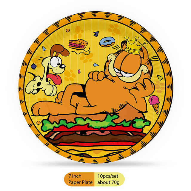 Cartoon Cute Garfield Birthday Party Decorations Set Tableware Paper Napkins Plates Cups Childrens Happy Birthday Supplies. 