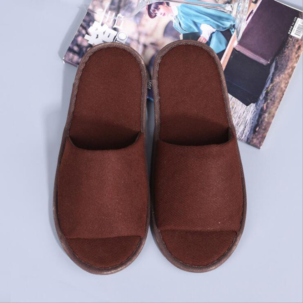 【WEJA】1Pair Hotel Slippers Thickened Disposable Home Guest Indoor Slippers Open Toe Non-slip Couple Travel Slippers. 