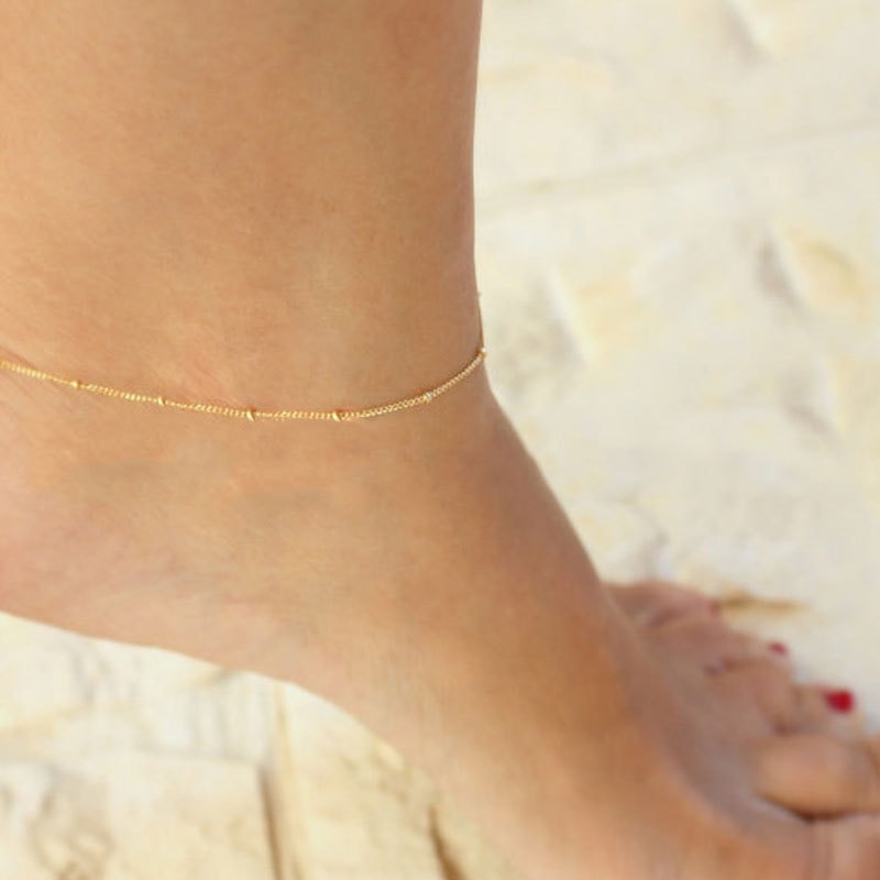 simple gold chain anklet