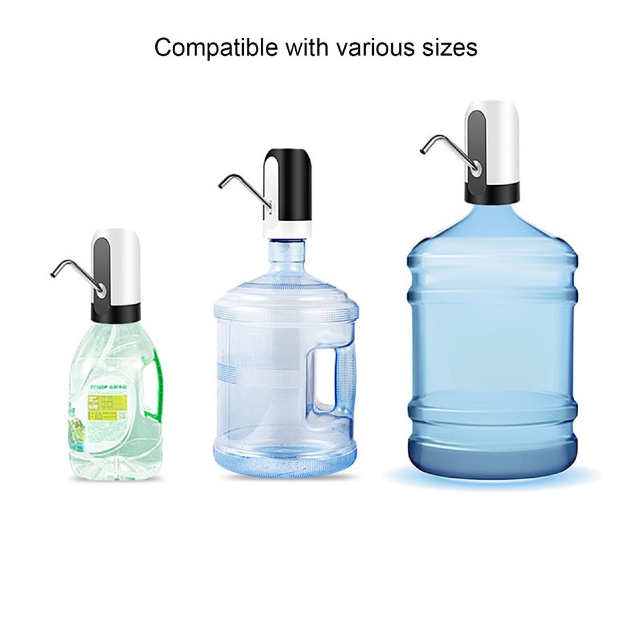 Portable Water Pump Rechargeable Electric Water Dispenser, with USB Cable for 19L and 5L Water Bottle. 
