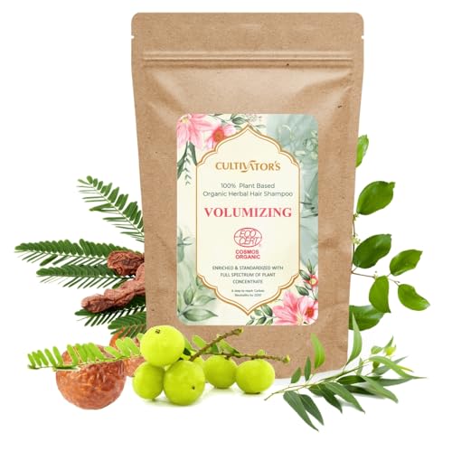 Cultivator's Natural Hair Shampoo with Amla, Reetha, Shikakai Powder for hair wash|Dry Shampoo Volume Powder|Certified Organic| Hair Cleansing|100% Natural Indian Herbs for Hair Growth - 250gm (FROM INDIA SAB)