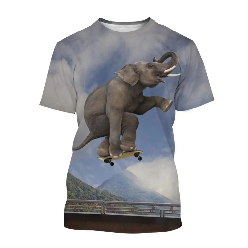 Funny Elephant T-Shirts Animal 3D Print Streetwear Men Women Casual Fashion Oversized T Shirt Kids Boys Girls Tees Tops Clothing. 