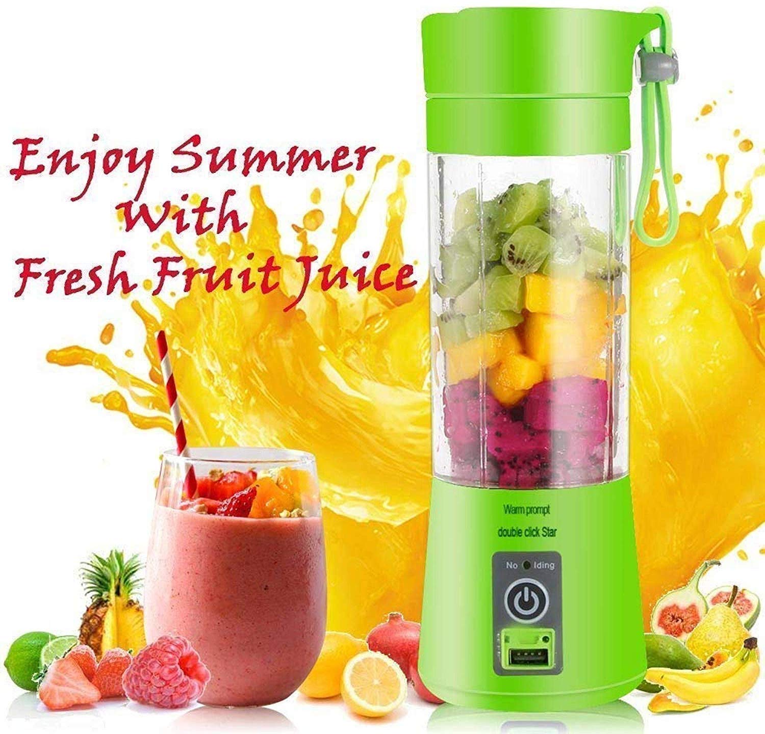 Travel-Ready Juice Blender,380ml USB Rechargeable Cup with Blades, Enhanced Motor, and 4400mAh Battery for On-the-Go Fruit Mixing. 