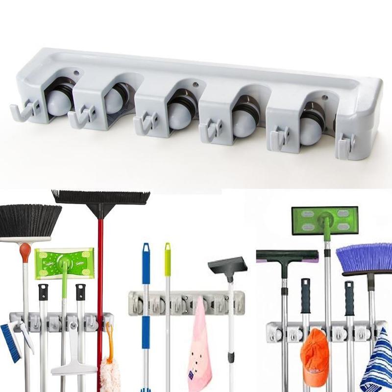 Mop And Broom Holder Organizer Wall Mounted