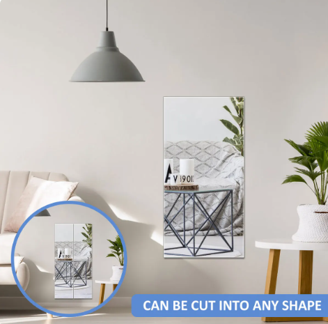 0.2mm PET Self Adhesive Mirror Stickers Flexible Cuttable DIY Wall Mirror PET Non Glass Mirror Stickers For Home Decor. 