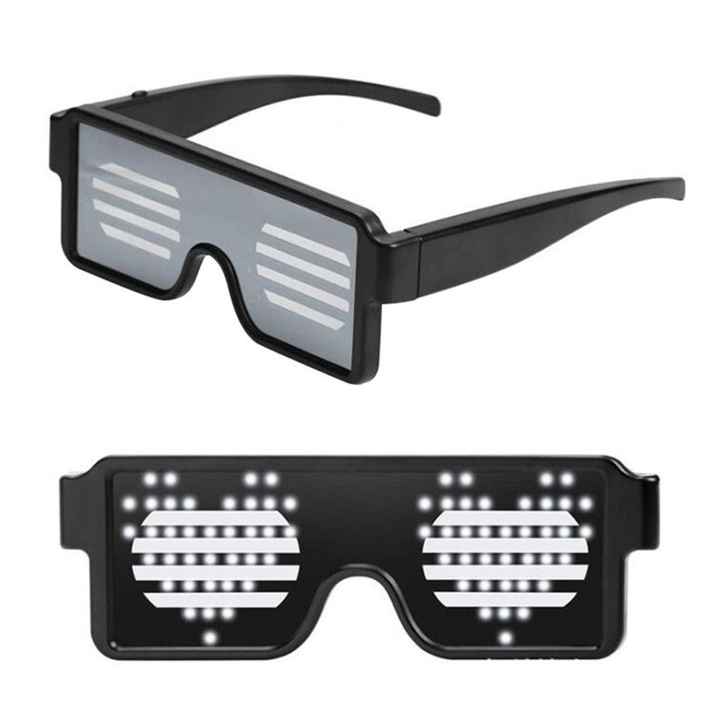 EB LED Glasses USB Rechargeable Light Up Glow Sunglasses With 8 Animation Modes For Halloween Christmas and Various Festival Parties. 