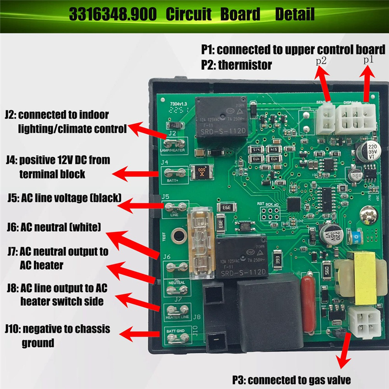 Control Panel For DM2672 DM2872 RV Refrigerator - Replacement Circuit Board 3316872.900