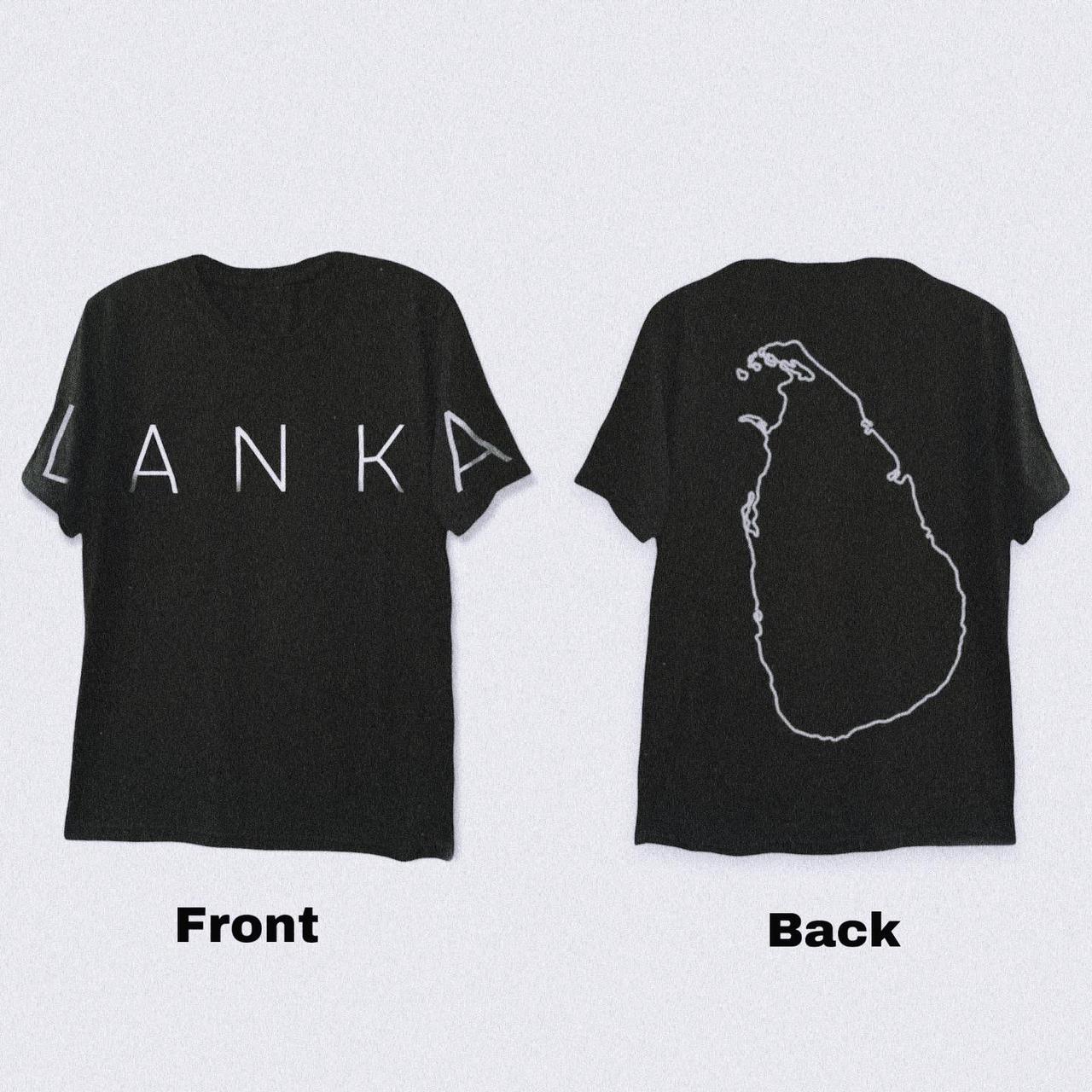 Double Side Lanka Map Graphic Oversized T-Shirt for men - Black. 