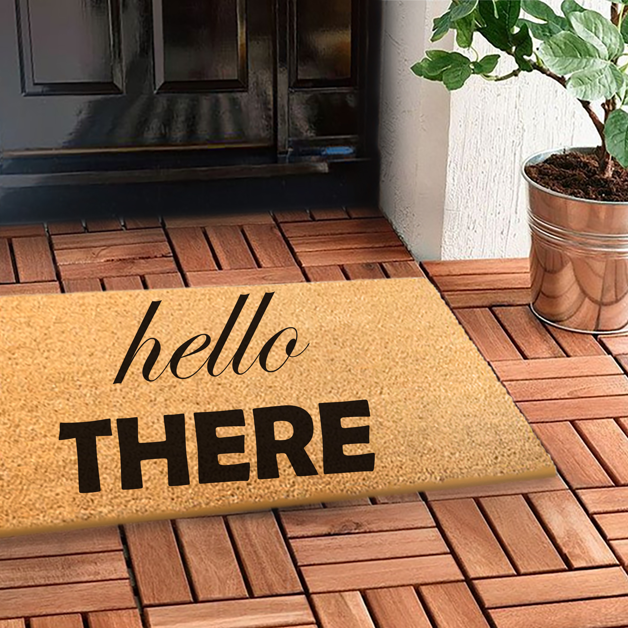Hello There Personalised Welcome Rug. Coco Doormat. Coir Brush Mat. Welcome Rug. Welcome Carpet. Wording Rug. 