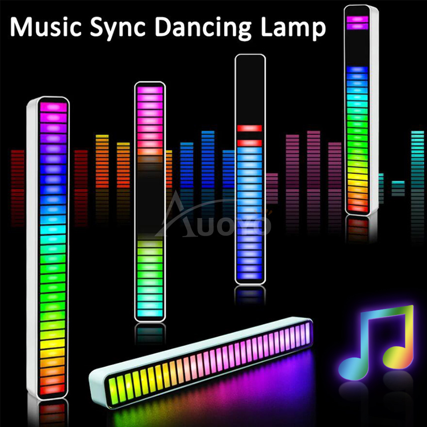 Auoyo RGB Pickup Light Car Mounted Music Spectrum Light Voice Control Rhythm Light Car Ambience Light Desktop Light Net Red Light Creative Music Spectrum Rhythm Lamp. 