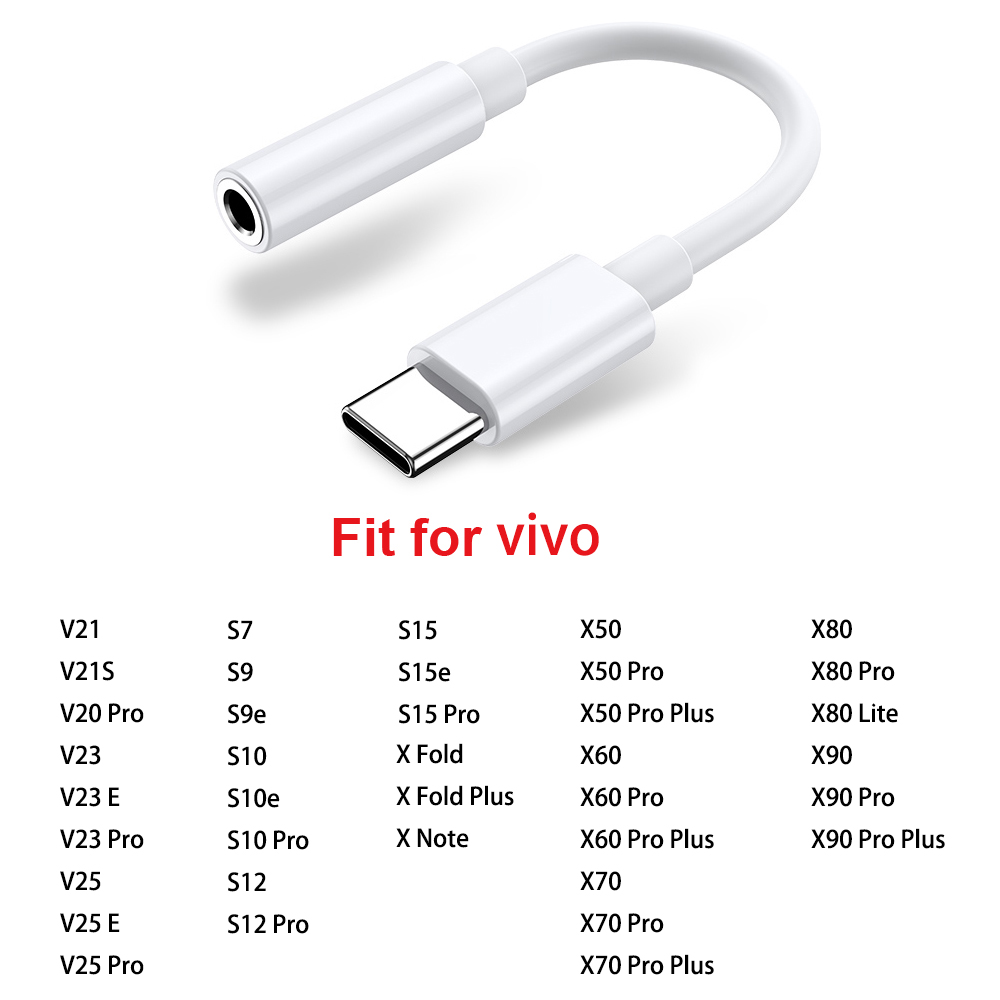 Type C To 3.5mm 3 5 Aux Adapter Headphone Jack Cable For Vivo V20 V21 S V23 V25 S7 S9 S10 S12 S15 X60 X70 X80 X90 Pro E X Fold