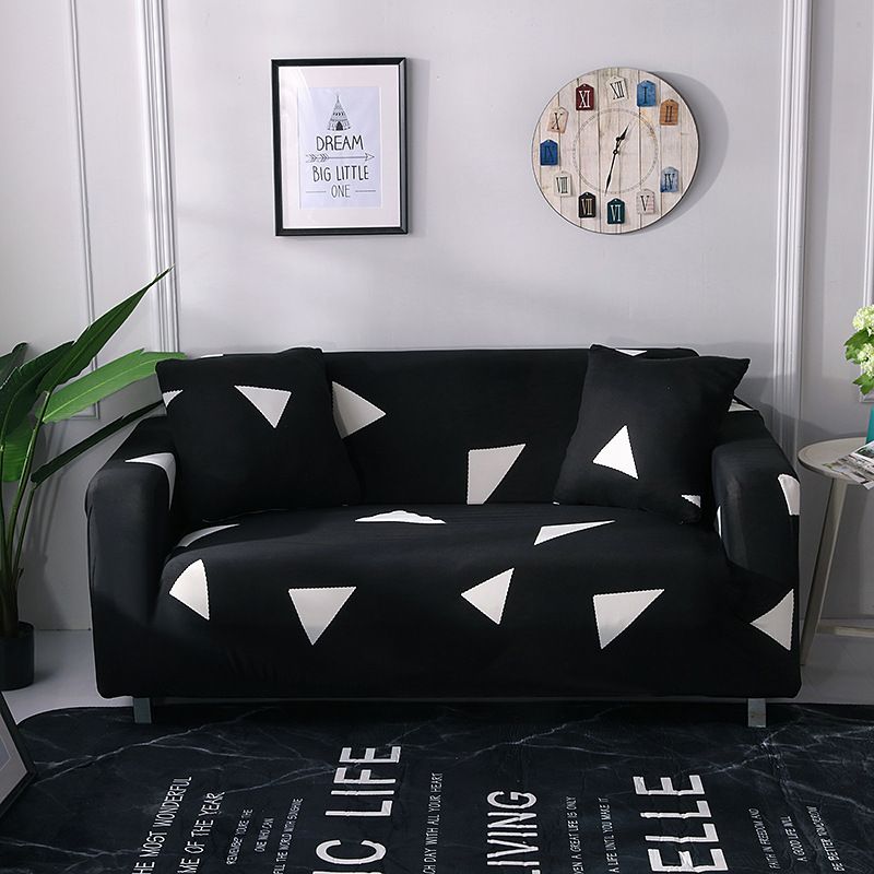 Black & White Triangle Design Sofa Cover Full Set Single Seat Two Seat Three Seat Elastic Full Sofa Cover Couch Slipcover. 