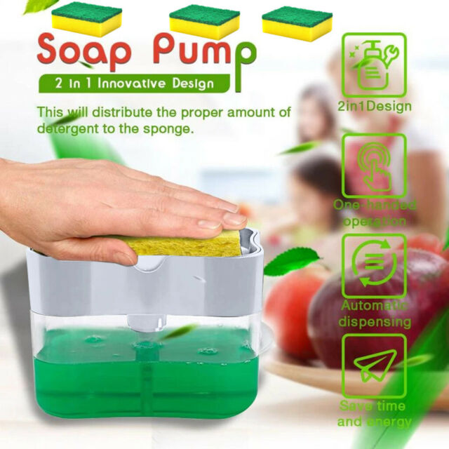 2 in one Special Soap Detergent Pump With FREE Sponge Kitchen Dish Wash Portable Dispenser. 