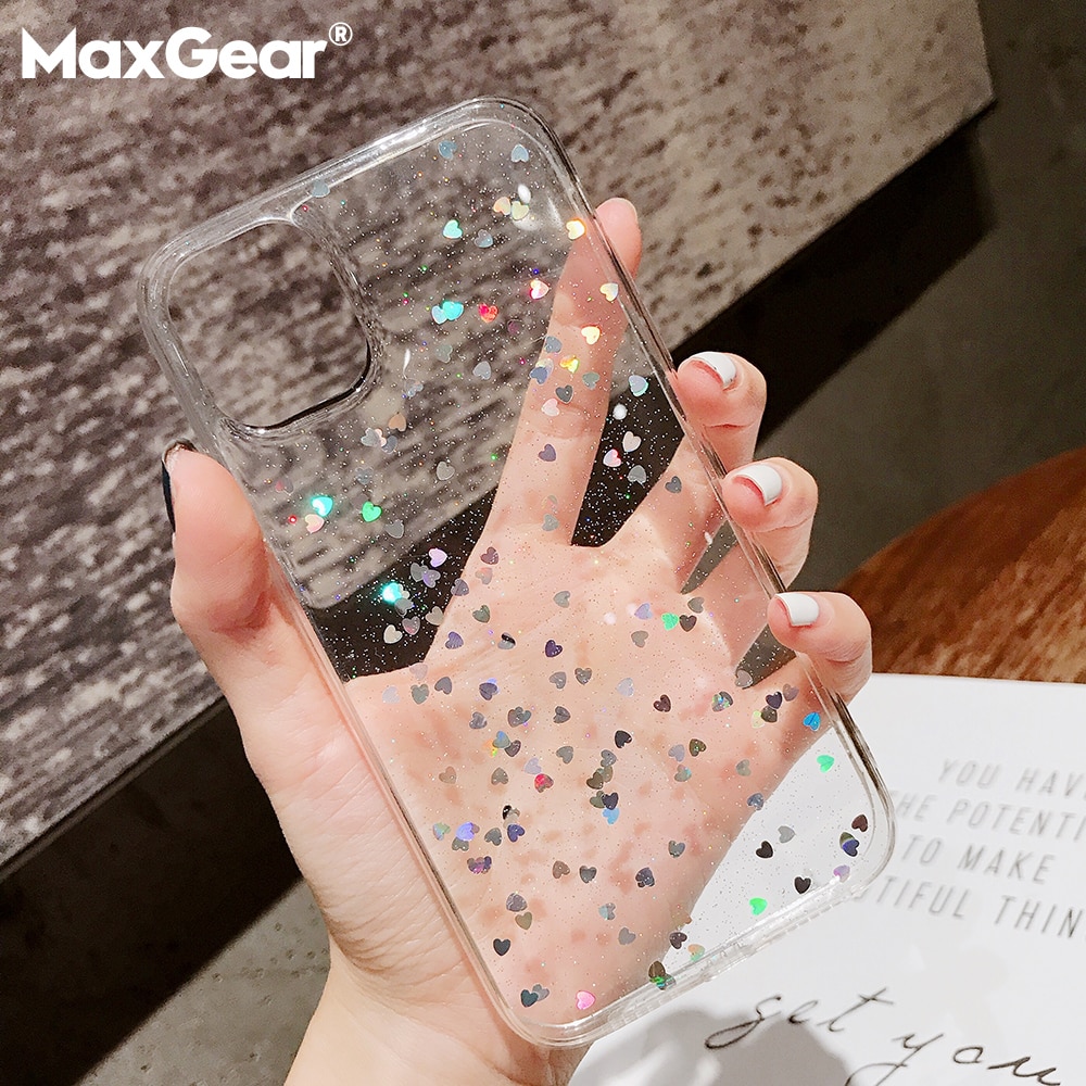 【ThinkWay】Bling Glitter Case For Apple iPhone 6 S 6s 7 8 Plus 11 Pro X XR XS Max Star Heart Sparkle Sequins Soft Clear Silicone TPU Cover. 