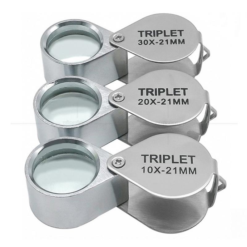 Magifier Lens 10x Triplet Loop With Velvet Storing Box - 12 Months Warranty. ( Gem and Jewelery Loupe Eye / Hand Magnifier Magnifying / Zooming Glass With Carry Case )