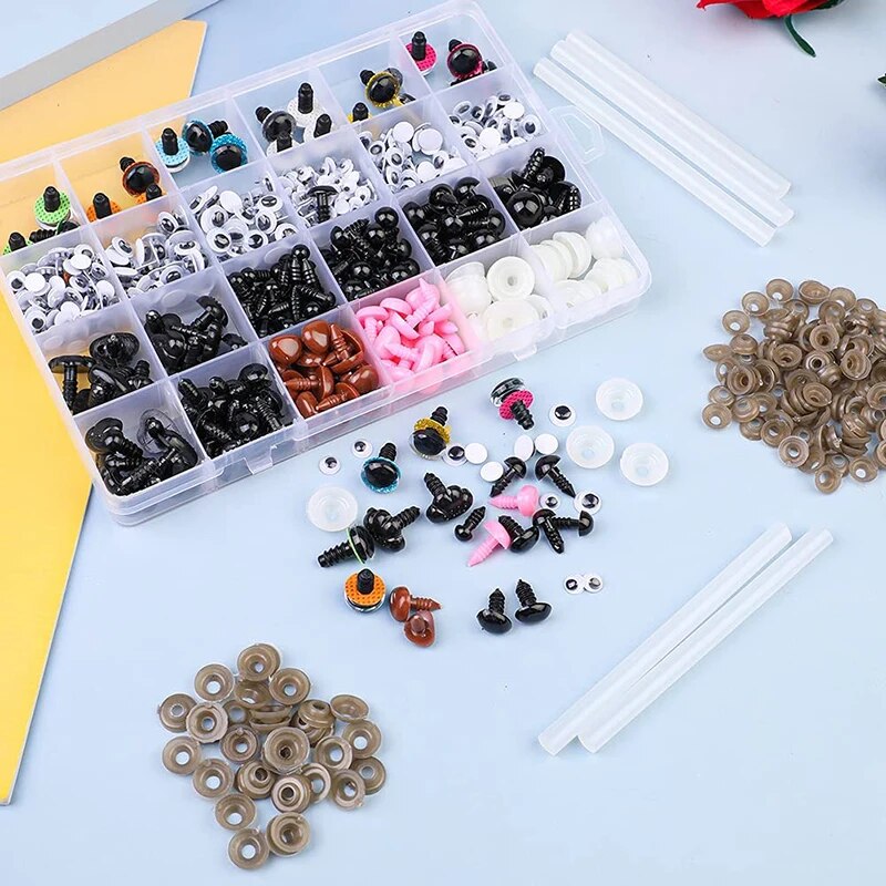 KRABALL Plastic Safty Eye And Nose Kit For Toy Plush Eyeballs For Doll Making Wool Felting Handmade Craft Accessories Tools. 