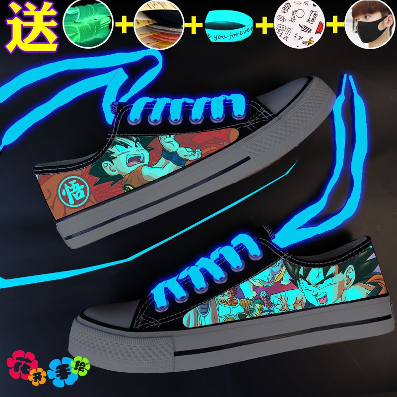 Spring Breathable Low Top Canvas Shoes Men Stylish Sneaker Naruto One Piece Boys Anime Shoes Student Luminous Shoes. 
