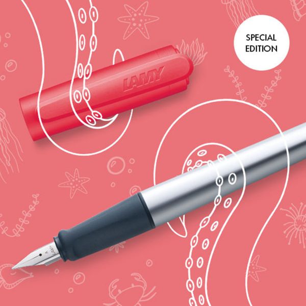 Lamy Nexx Neon Coral Red Fountain Pen. 