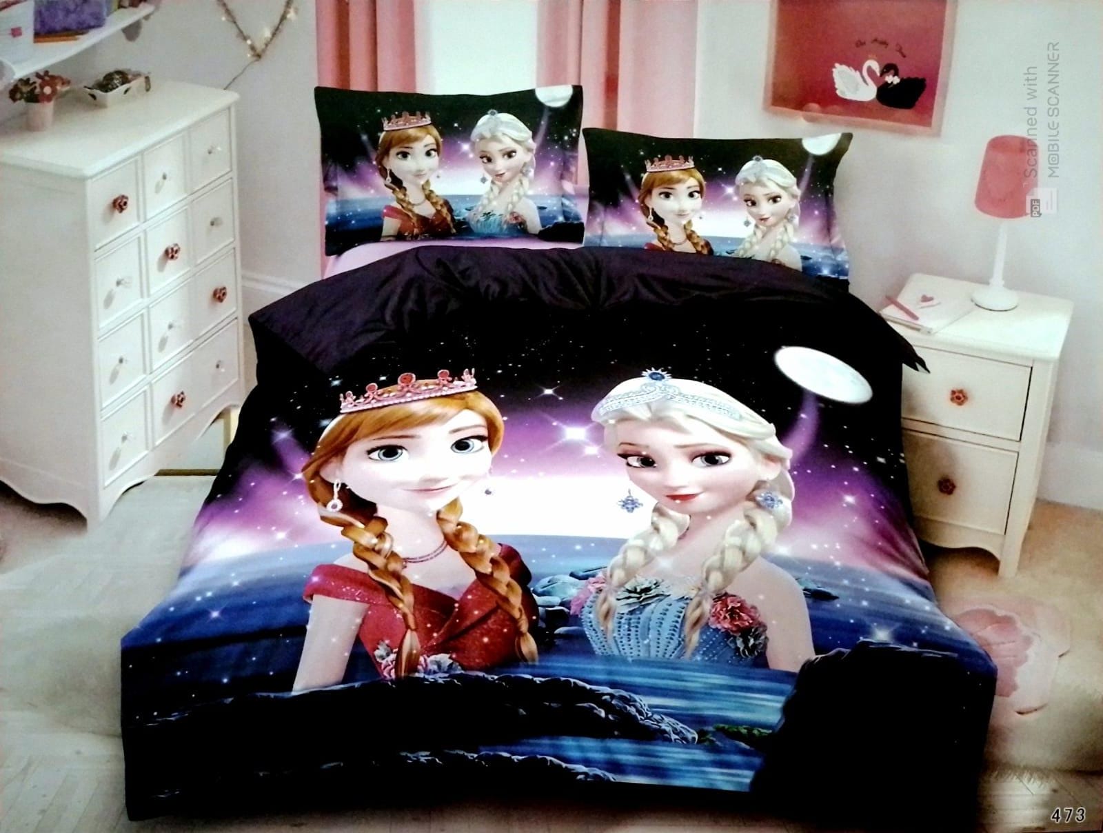 3D Bedsheets - King Size (90*100) / Frozen & Princes. 