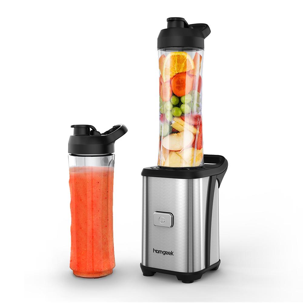 Homgeek Mini 350W Fruit and Vegetable Single Serve Juice Extractor Personal Smoothie Blender Detachable Food Processor Vegetable Fruits Blender With 2 BPA-Free Travel Sport Cups 220-240V. 