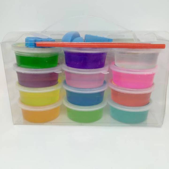 Crystal Bubble Bliss: 12-Piece Pack of Magical Clay Slime with Vibrant Colors and Bubbling Fun. 