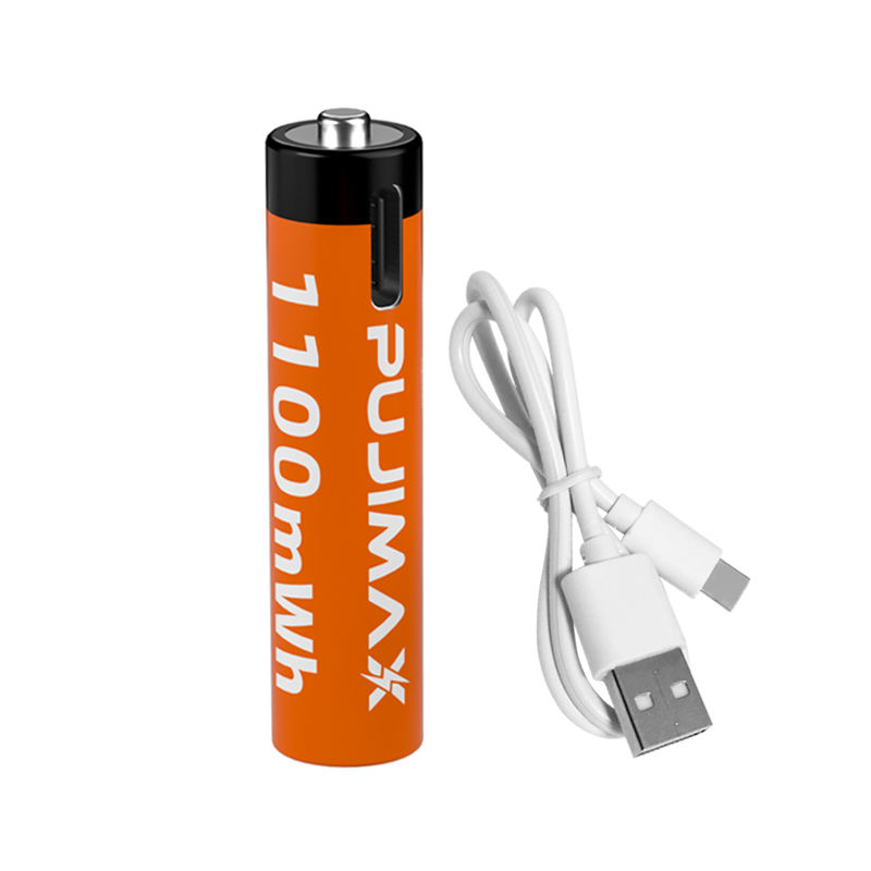 PUJIMAX 1pcs type c 1.5v aaa lithium battery usb c rechargeable batteries 1.5v aaa li ion battery 1100mwh charger with usb cable