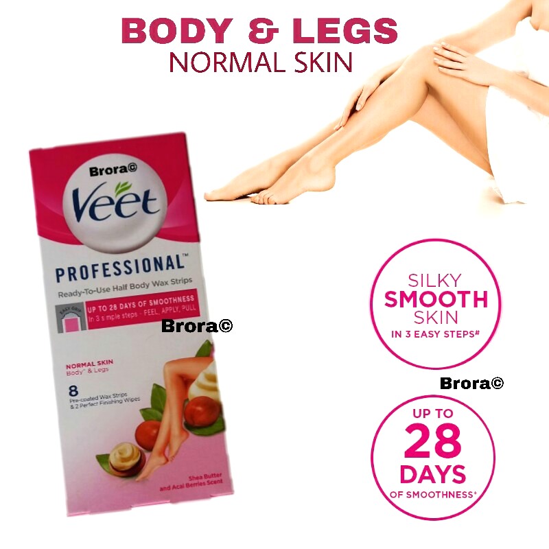 Veet Professional Easy Gel Wax Strips Legs & Body Normal Skin 8