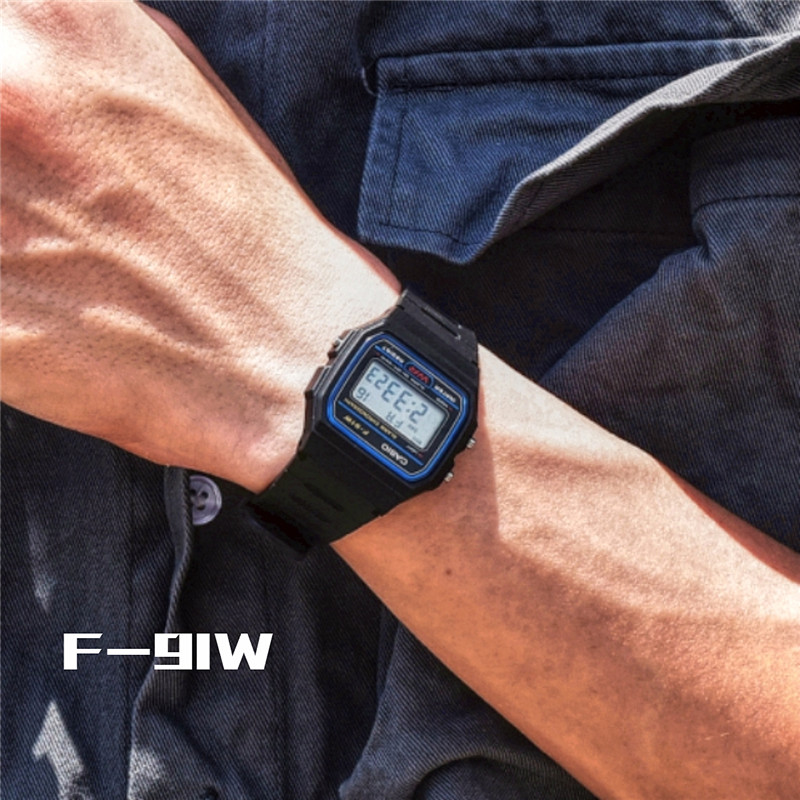 (සූදානම් තොග) G-Shock පිරිමි ඔරලෝසු ඩිජිටල් ක්‍රීඩා ඔරලෝසු LED සංදර්ශක ජල ප්‍රතිරෝධී කම්පන සහ ජලයට ඔරොත්තු නොදෙන ලෝක කාල LED ඔටෝ ලයිට් ස්පෝර්ට්ස් වර්ග මැණික් කටු ඔරලෝසු F91W-1. 