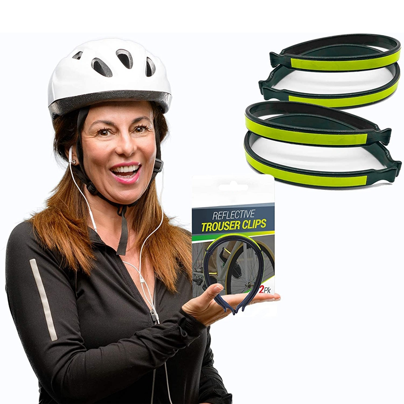 NXFDSIOZ 2Pair Bike Trouser Clips Lightweight Bike Trouser Clips with Reflective Bands for Night Rides. 