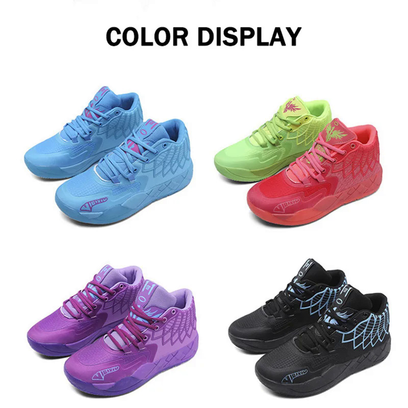 L Melo 1.0 Style Basketball Shoes for Uni Flame Kids Sneakers Breathable Mid Cut Men's Basketball Shoes Sports Training Boots. 