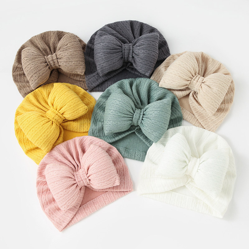 Sweet Bowknot Baby Hat Turban Soft Newborn Baby Girls Indian Cap Solid Color Infant Boys Cap Beanies Headwrap. 
