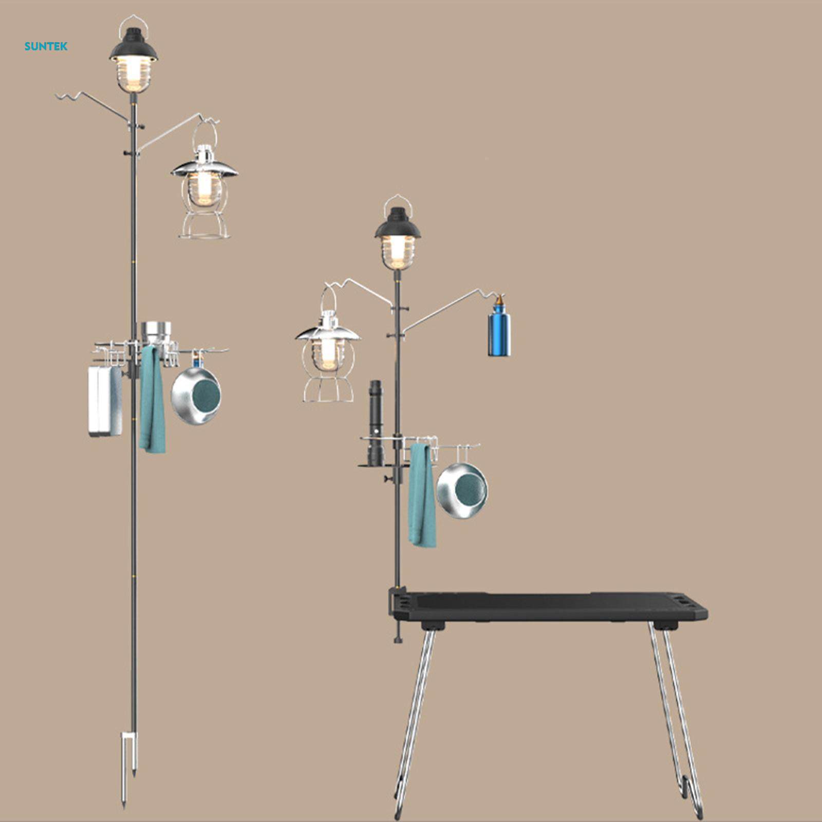 Camping Lantern Stand, Lantern Pole Hanger, Detachable Adjustable Light Holder, Camping Light Pole, for Fishing BBQ Backpacking Traveling Garden. 