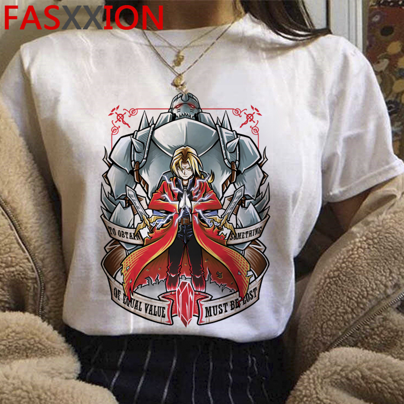 New Fullmetal Alchemist T Shirt Men Kawaii Edward Elric Graphic Tees Harajuku Cartoon Tshirt Japanese Anime Funny T-shirt Male. 