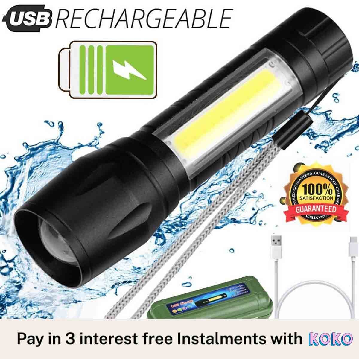 Mini LED Flashlight COB Reader Lamp Zoomable Pocket Penlight Adjustable Focus Torch Light USB Rechargeable Lamp with 3 Light Modes for Camping Hiking. 