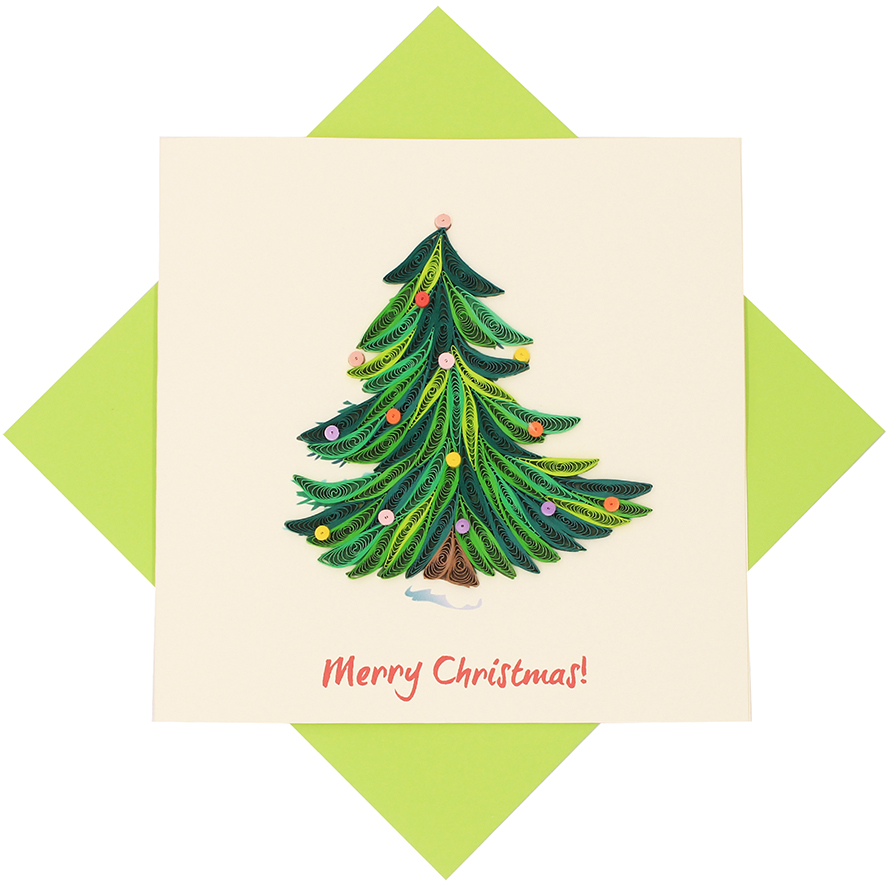 Christmas Card, Xmas Tree Quilling Card