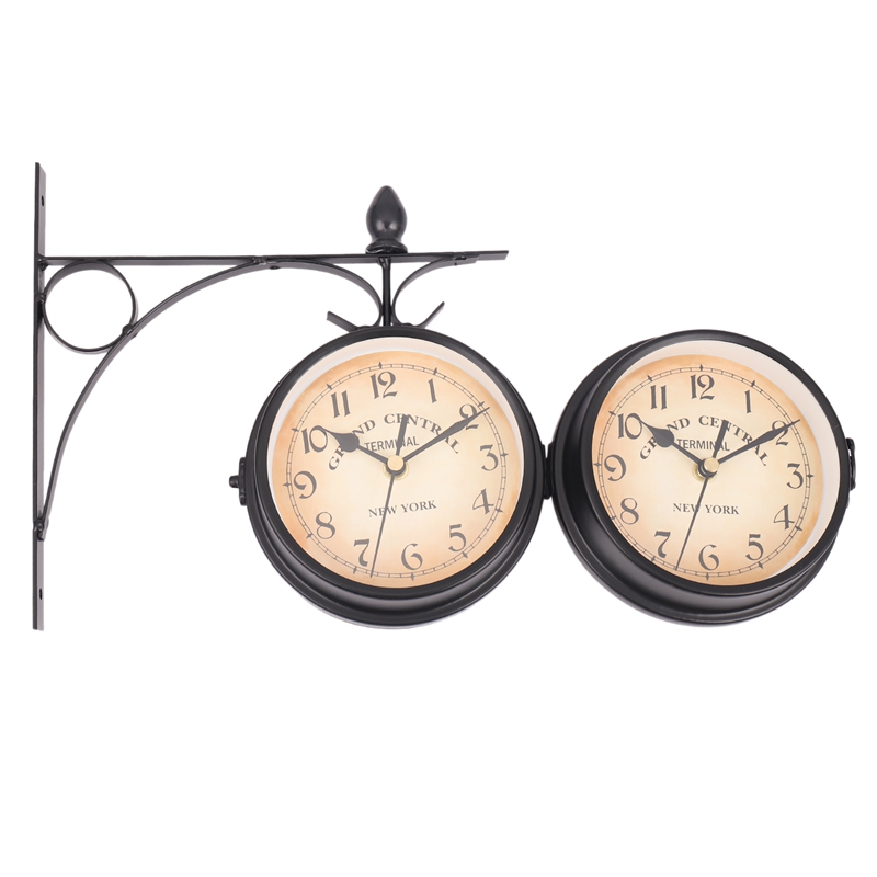 European-Style Double-Sided Wall Clock Creative Classic Clocks Monochrome. 
