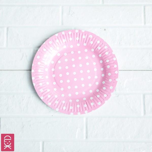 pink and green paper plates