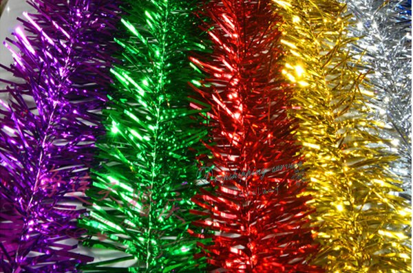 2 Meters Plastic Color Streamers Wall Christmas Tree Surround Ribbon Christmas Garland Decoration Wedding Party Supplies 6pcs. 