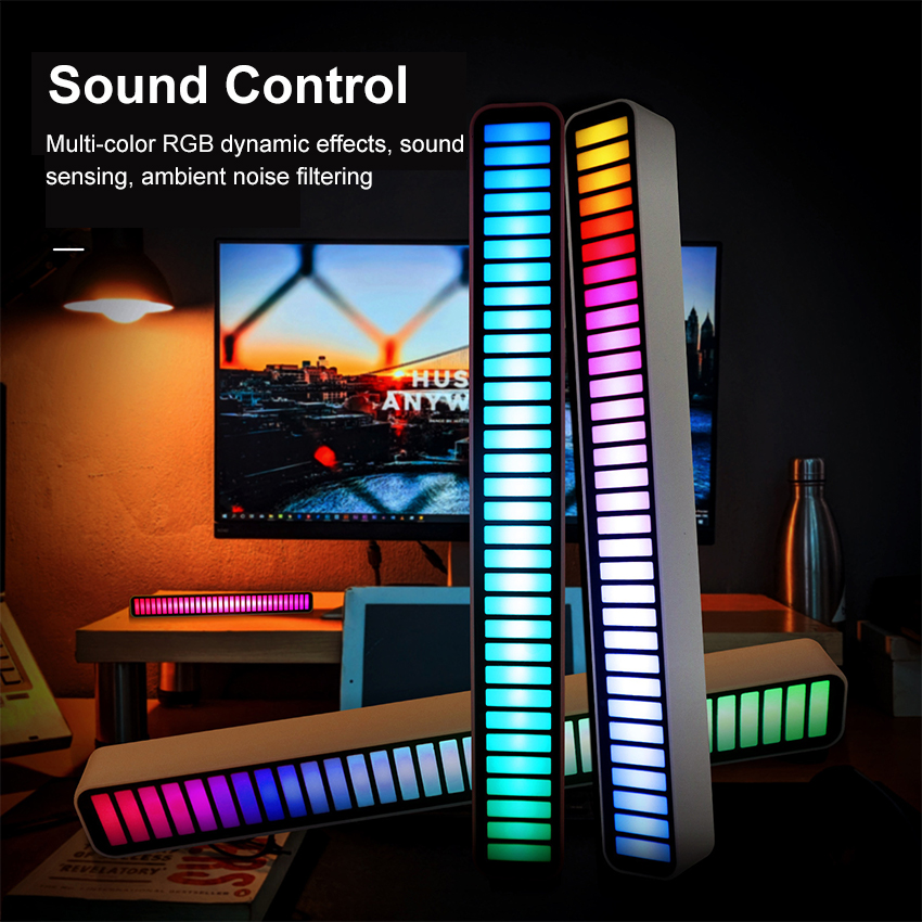 Auoyo RGB Pickup Light Car Mounted Music Spectrum Light Voice Control Rhythm Light Car Ambience Light Desktop Light Net Red Light Creative Music Spectrum Rhythm Lamp. 
