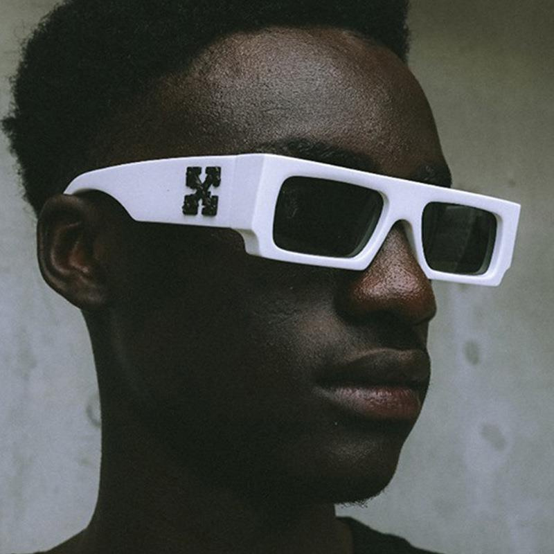 Women's Hip-hop Square Sunglasses Men Hole Design White Sun Glasses Blue Ladies Vintage Shados Eyewear UV Protection Moyao. 