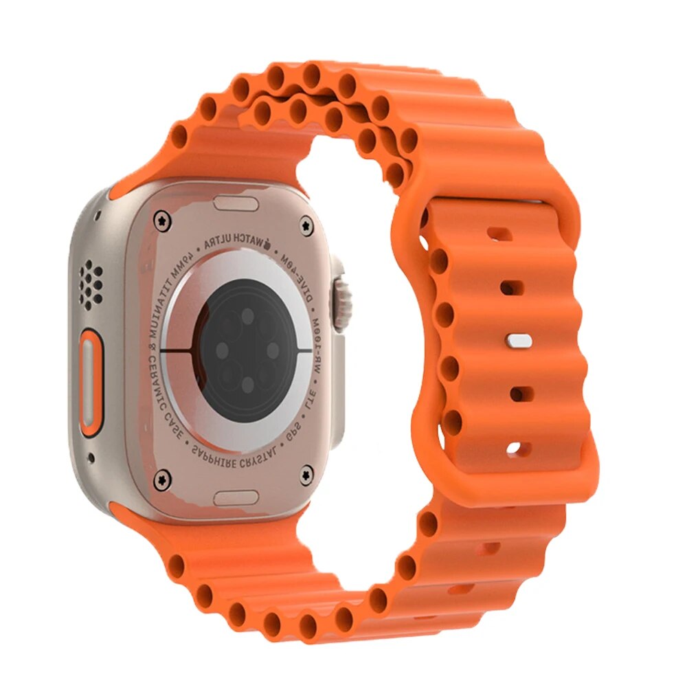 【ZIME】Silicone Ocean Strap for Apple Watch Ultra Band 49mm Bracelets for IWatch Series. 