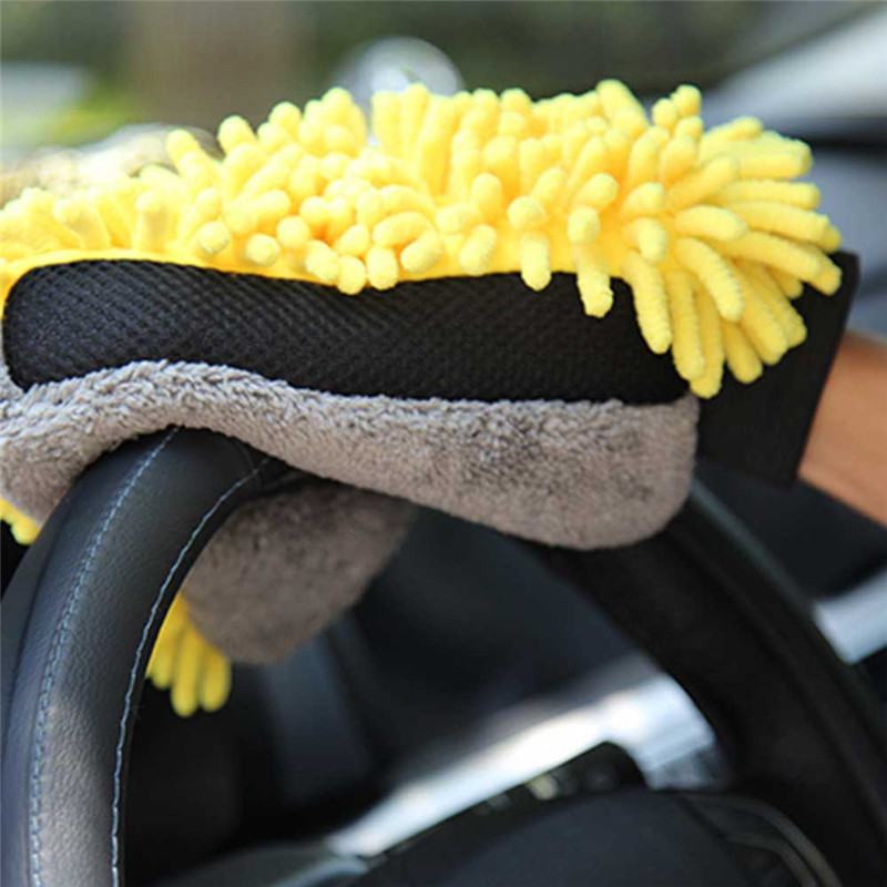 Waterproof Car Wash Microfiber Chenille Gloves Thick Car Cleaning Mitt Wax Detailing Brush Auto Care Double-faced Glove. 