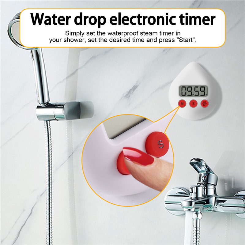 Digital Bathroom Clock Waterproof Shower Clock Timer White. 