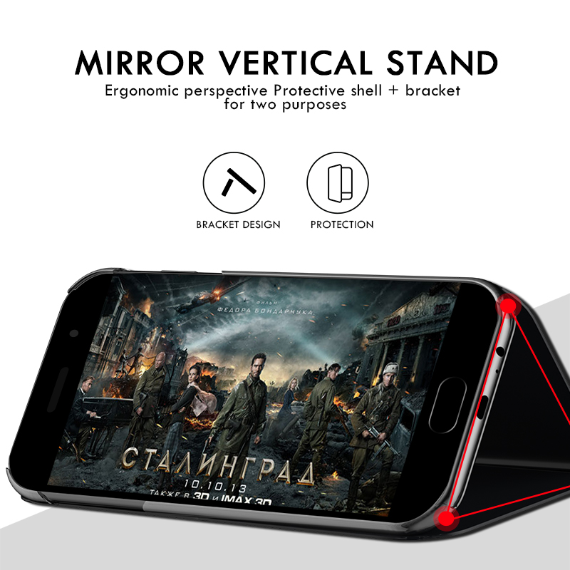 Mirror Smart Flip Case For Samsung Galaxy A80 Cases Etui Leather Phone Cover For Samsung A80 A 80 A8 0 SM-A805F Magnetic Case. 